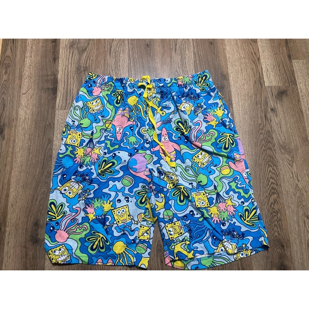 Nickelodeon Shorts, Mens Size Large, Multicolor, Spongeob Squarepants, Tie Waist